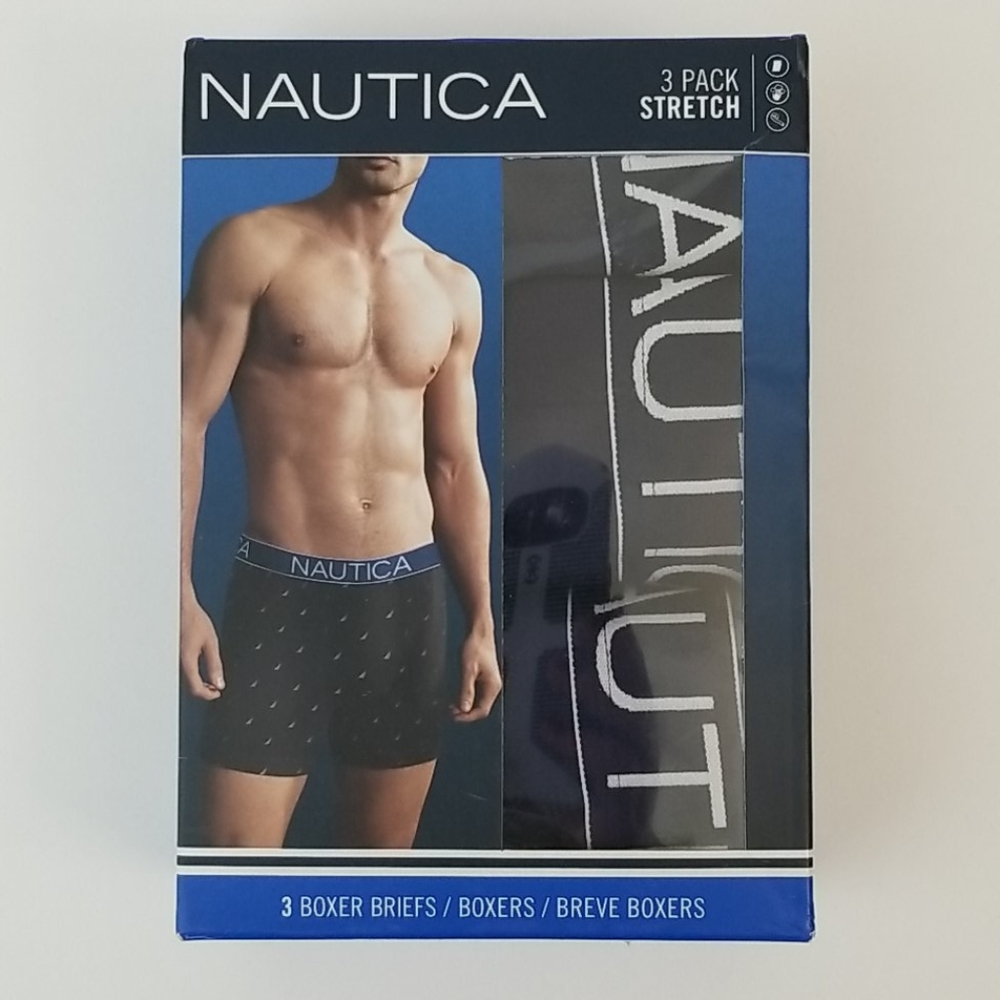 3 Nautica Boxer Briefs Color Navy Solid Size Small